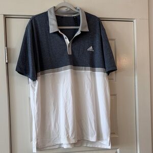 Adidas Men's Charcoal and White Polo Shirt